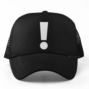 🆕Exclamation Point Foam Trucker Hat Mesh Snapback Cap Black